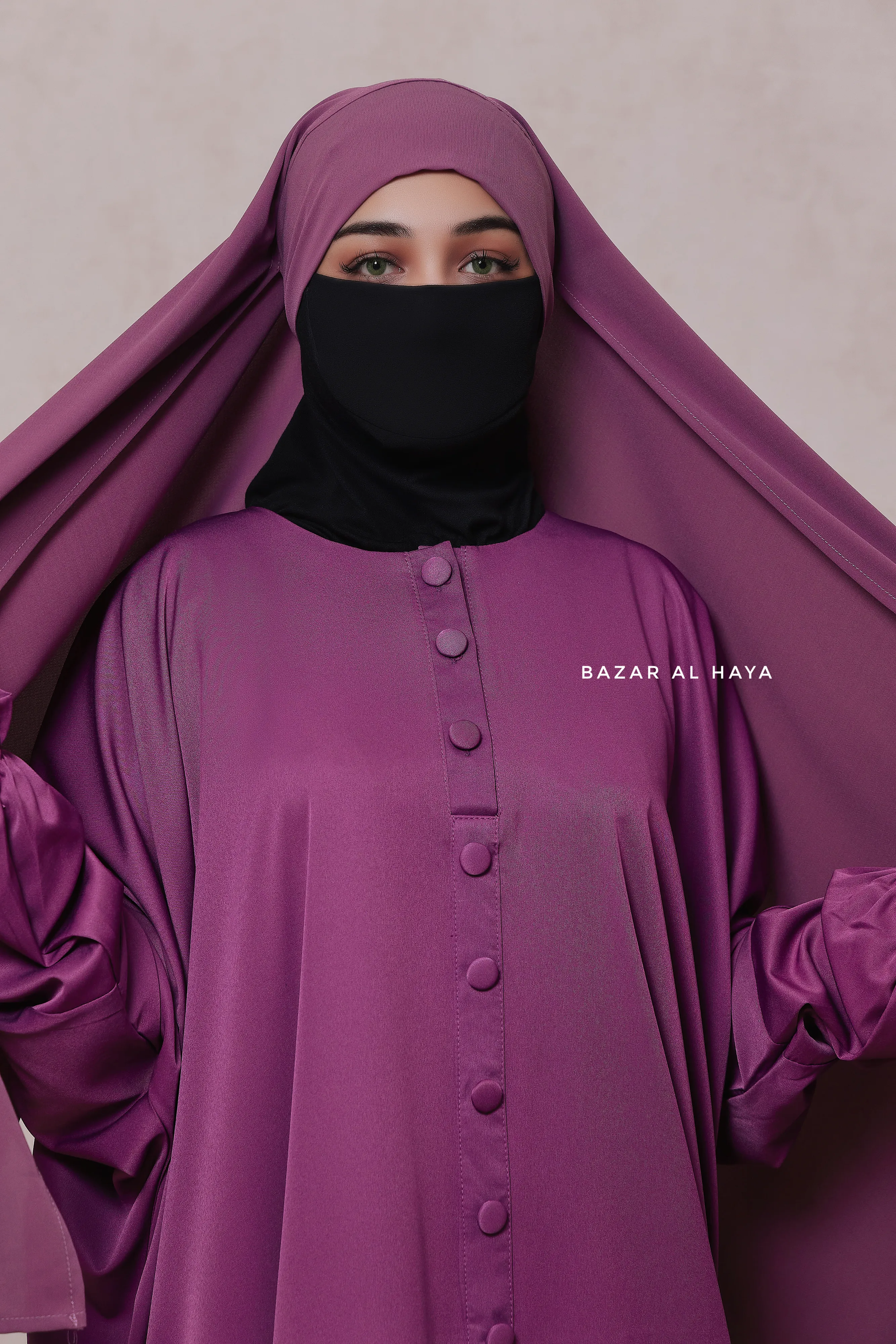 Mauve Tie Back Scarf & Khimar - Long Rectangle Shape - Style & More