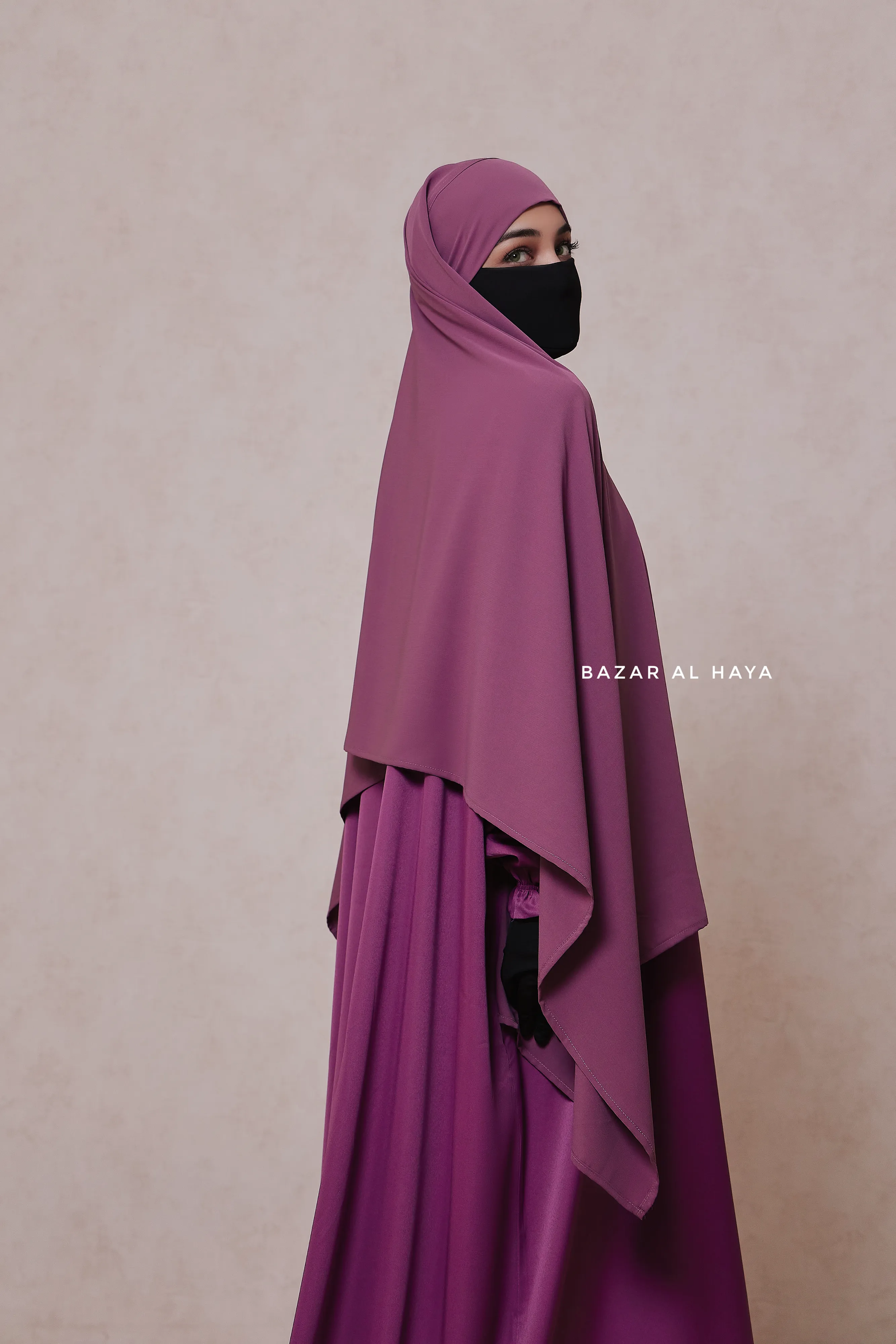 Mauve Tie Back Scarf & Khimar - Long Rectangle Shape - Style & More