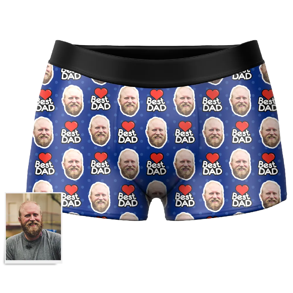 Men's Best Dad Custom Face Boxer Shorts, Custom Underwear For Men