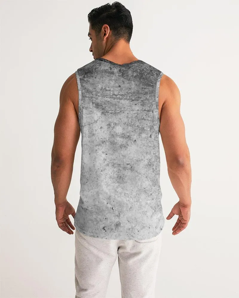 Mens Graphic Tank Top, Black & Gray Grunge Print