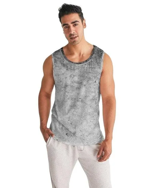 Mens Graphic Tank Top, Black & Gray Grunge Print