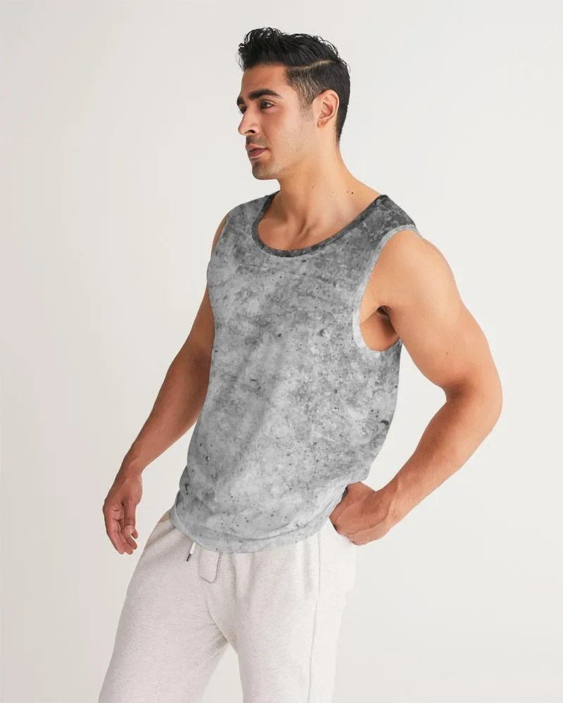 Mens Graphic Tank Top, Black & Gray Grunge Print