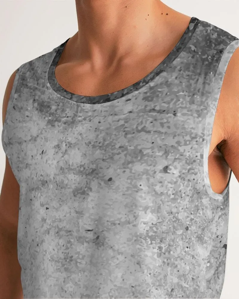 Mens Graphic Tank Top, Black & Gray Grunge Print