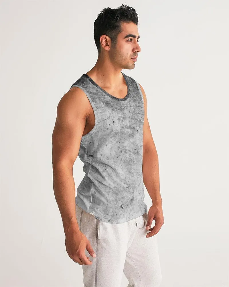 Mens Graphic Tank Top, Black & Gray Grunge Print