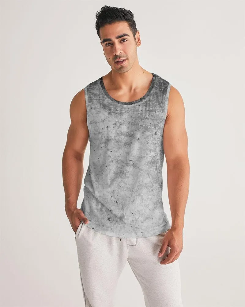 Mens Graphic Tank Top, Black & Gray Grunge Print