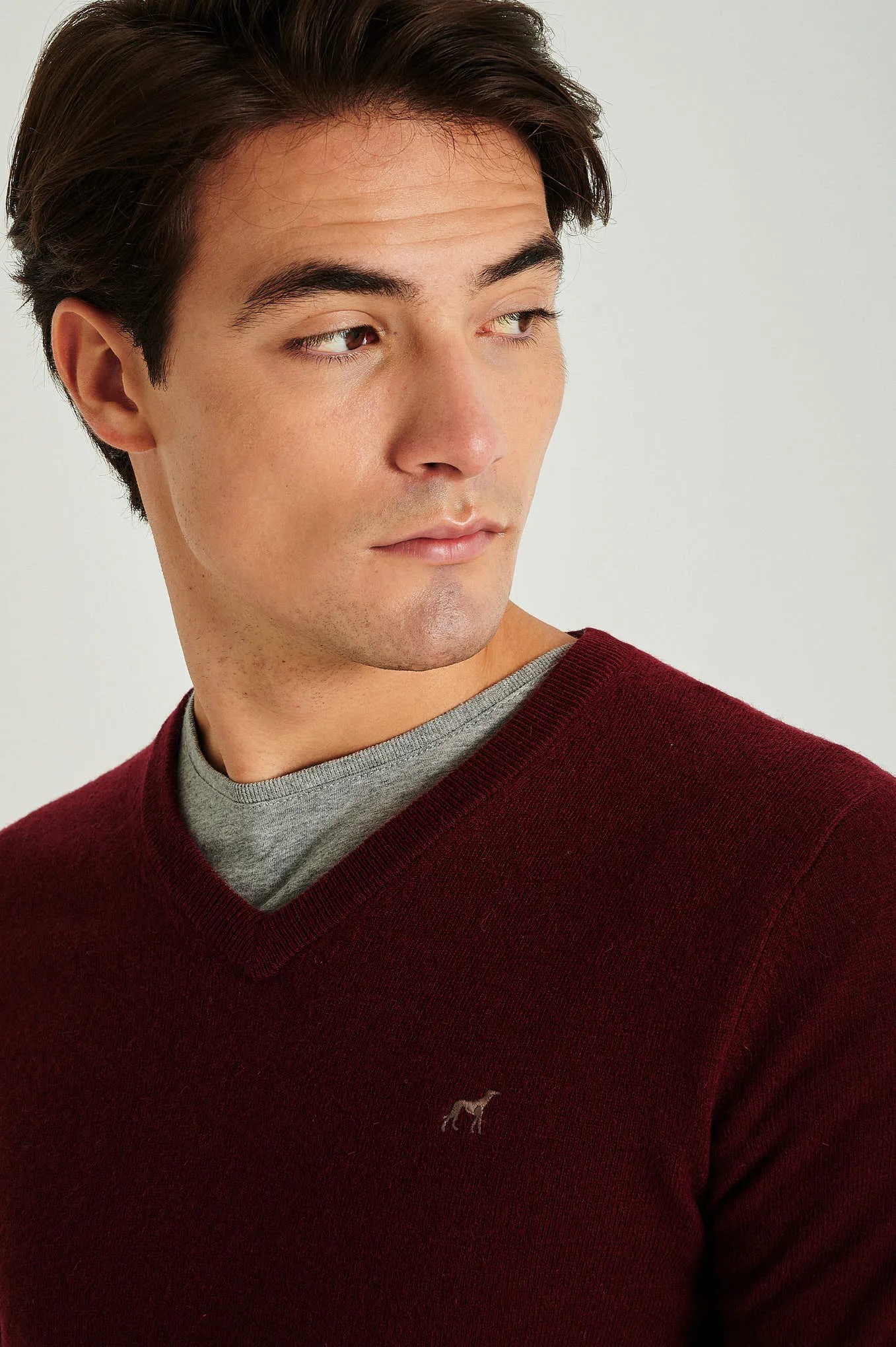 Men's lambswool blend V neck sweater