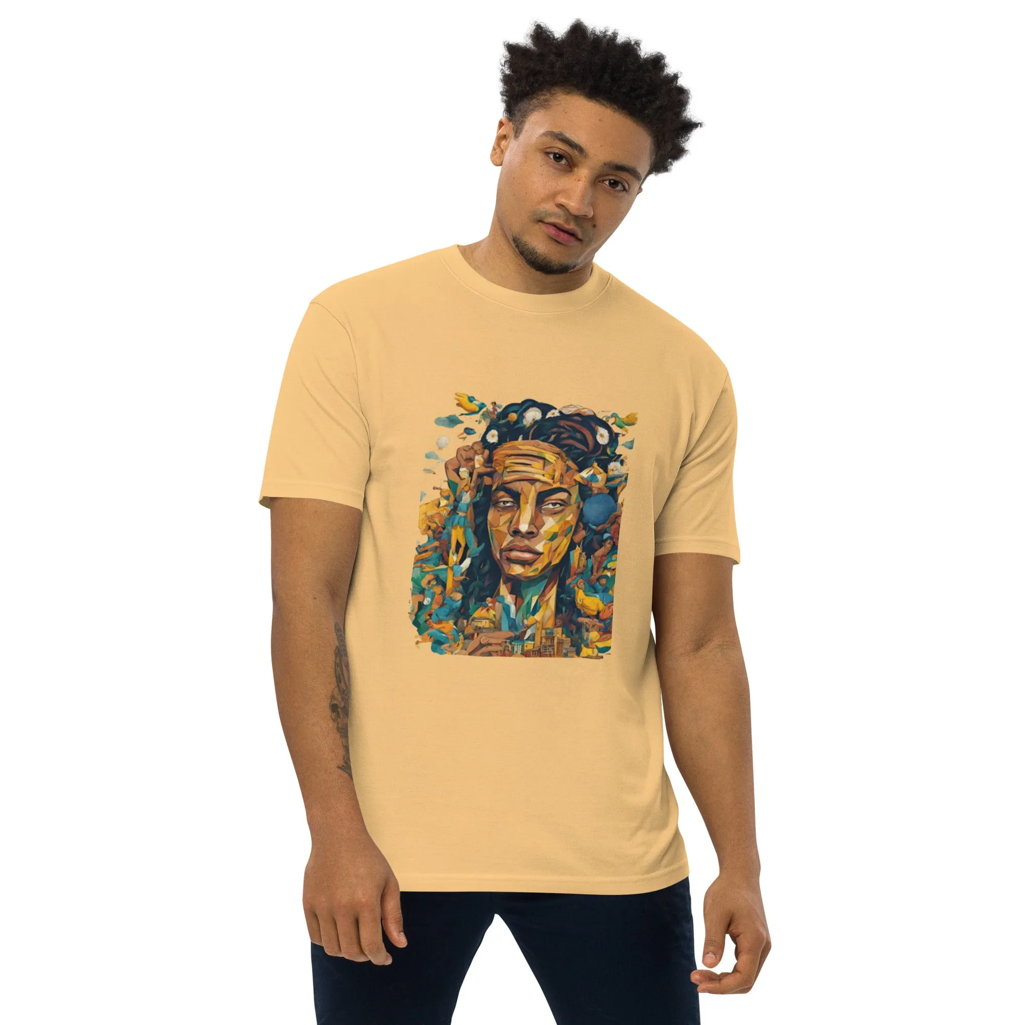 Men’s premium heavyweight tee / Native American fashion AI T-Shirt