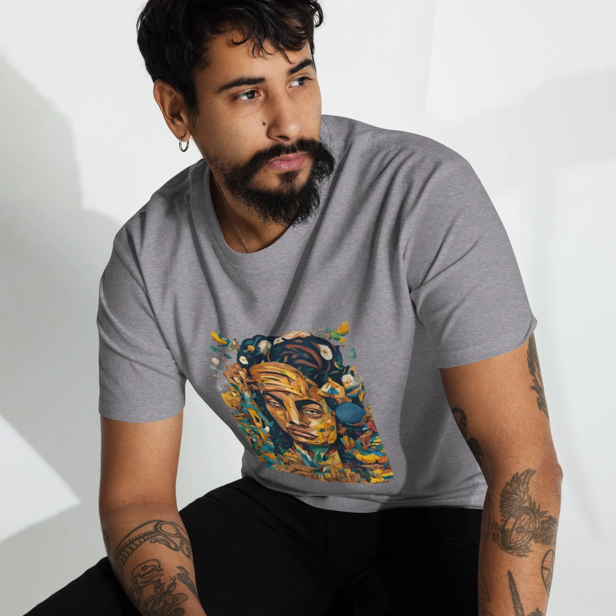 Men’s premium heavyweight tee / Native American fashion AI T-Shirt