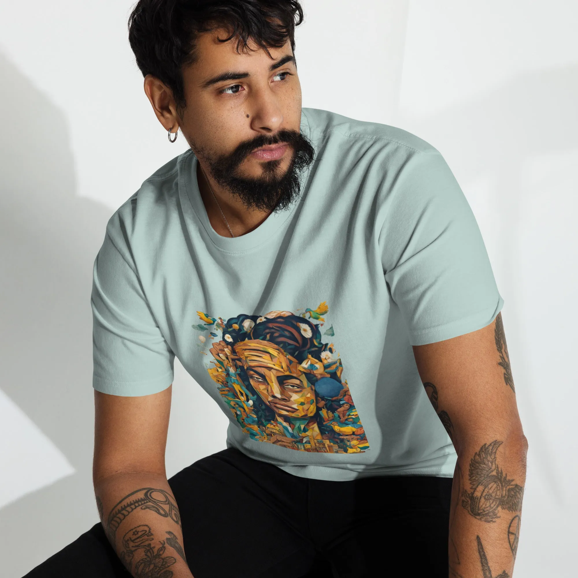 Men’s premium heavyweight tee / Native American fashion AI T-Shirt