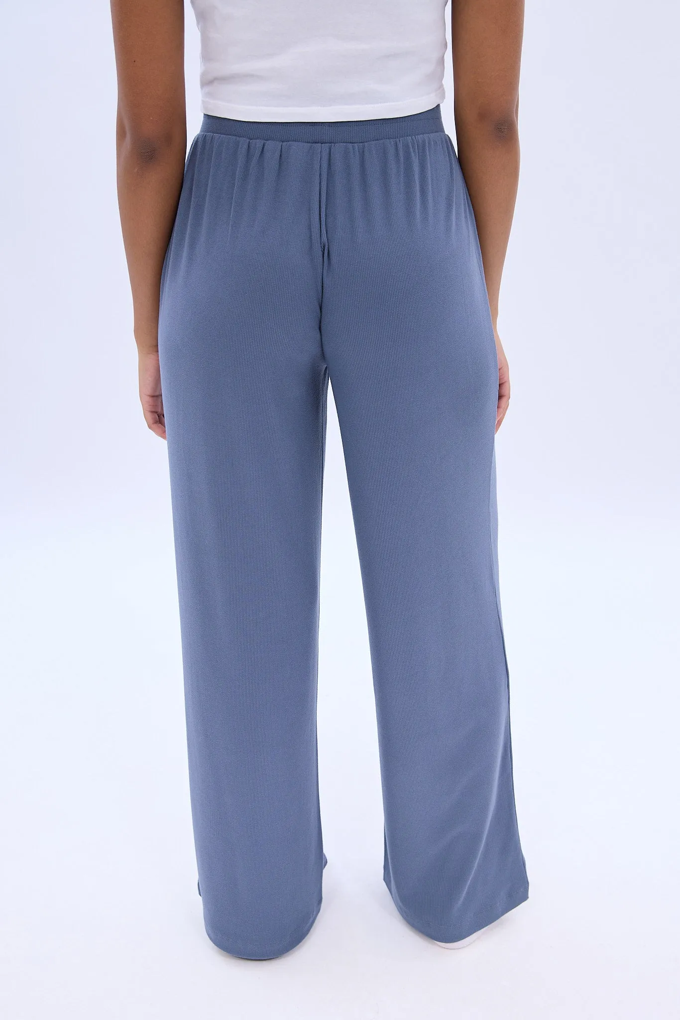 Mid Rise Super Soft Ribbed Wide Leg Pajama Pant