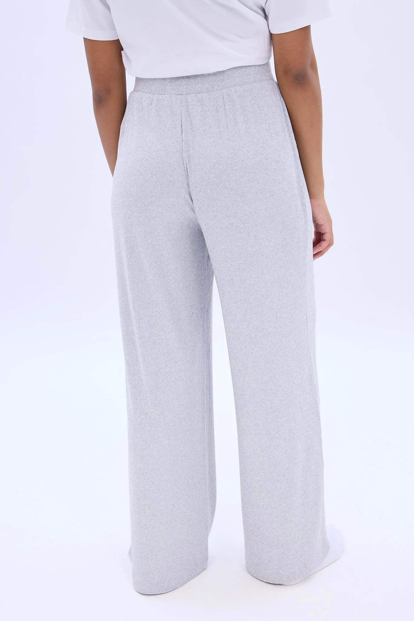 Mid Rise Super Soft Ribbed Wide Leg Pajama Pant