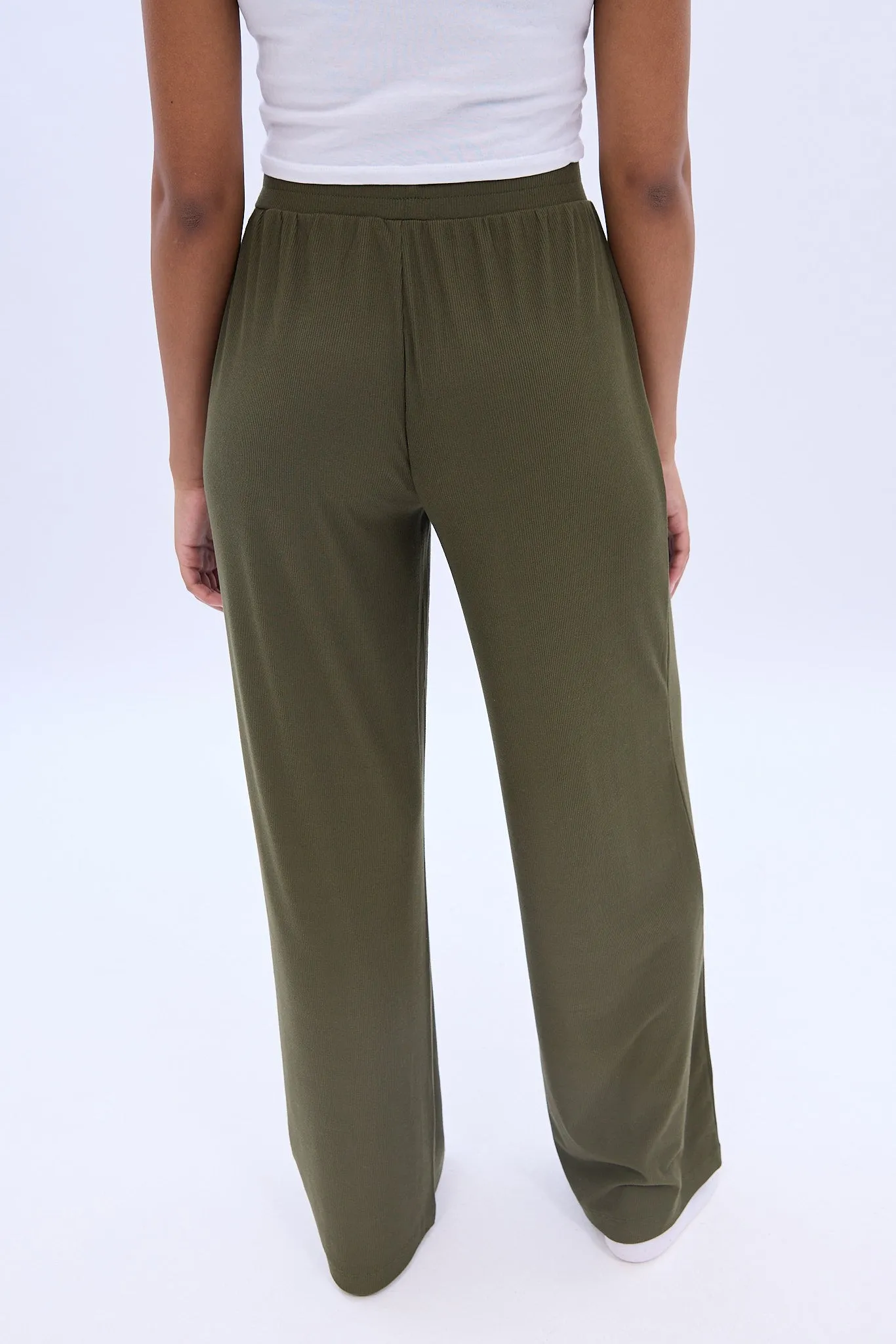 Mid Rise Super Soft Ribbed Wide Leg Pajama Pant