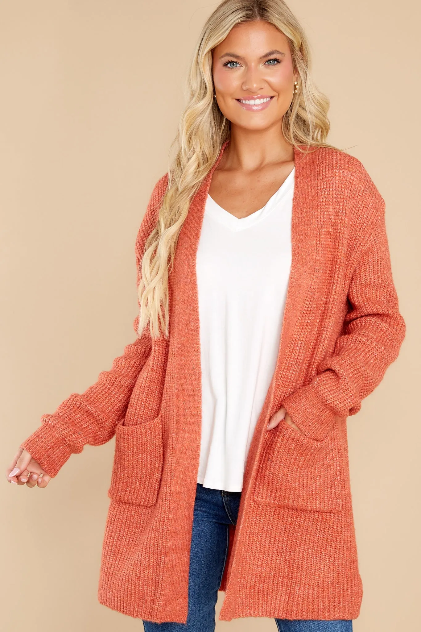 My Cozy Side Red Orange Cardigan