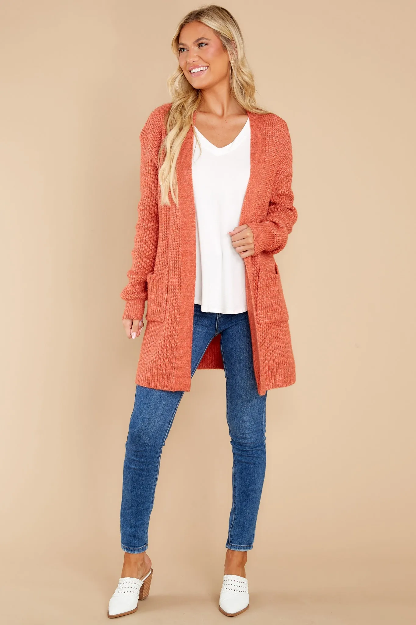 My Cozy Side Red Orange Cardigan