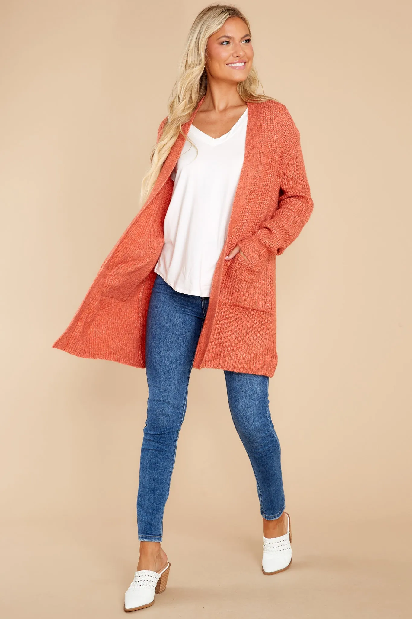 My Cozy Side Red Orange Cardigan