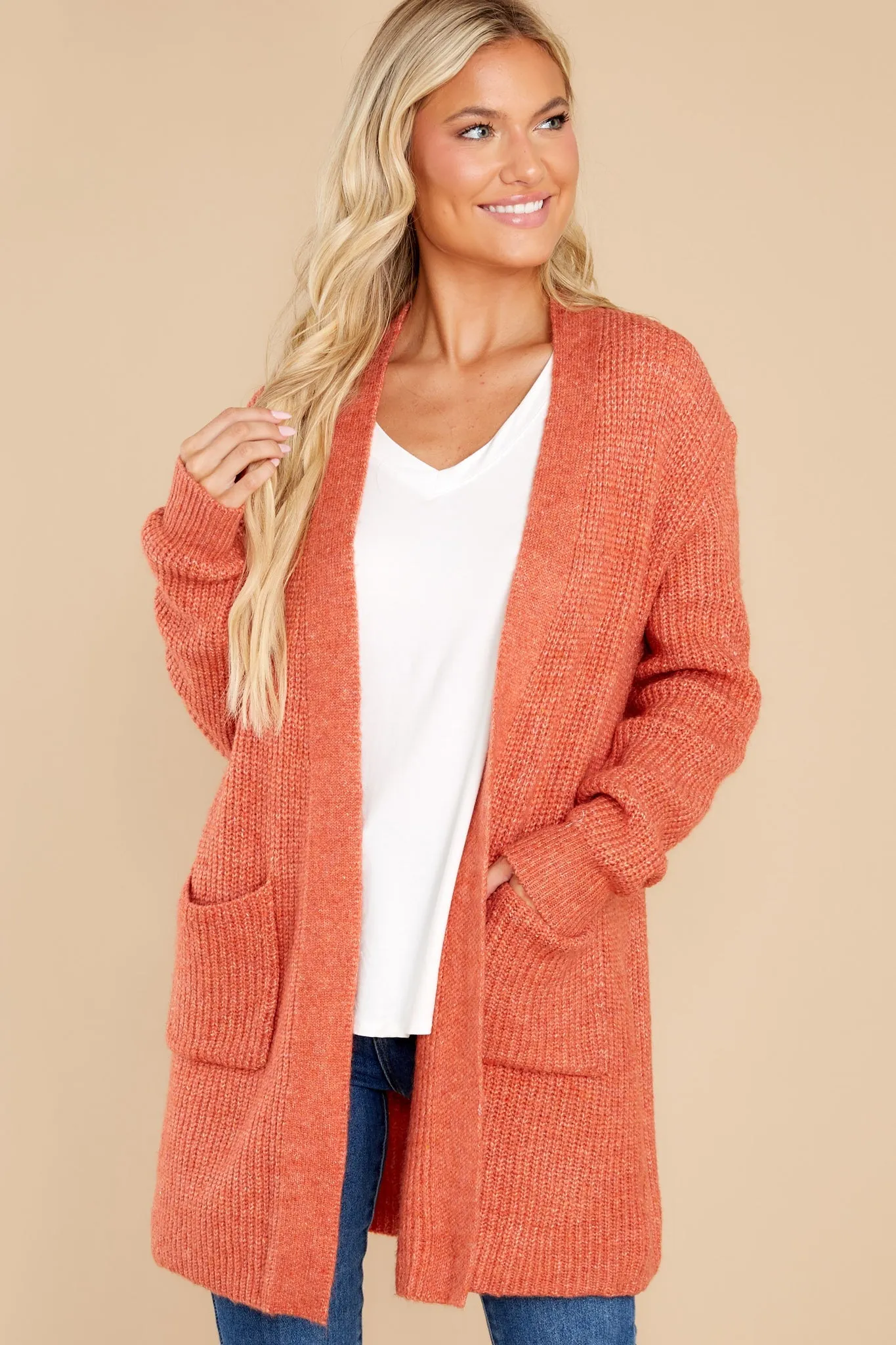 My Cozy Side Red Orange Cardigan