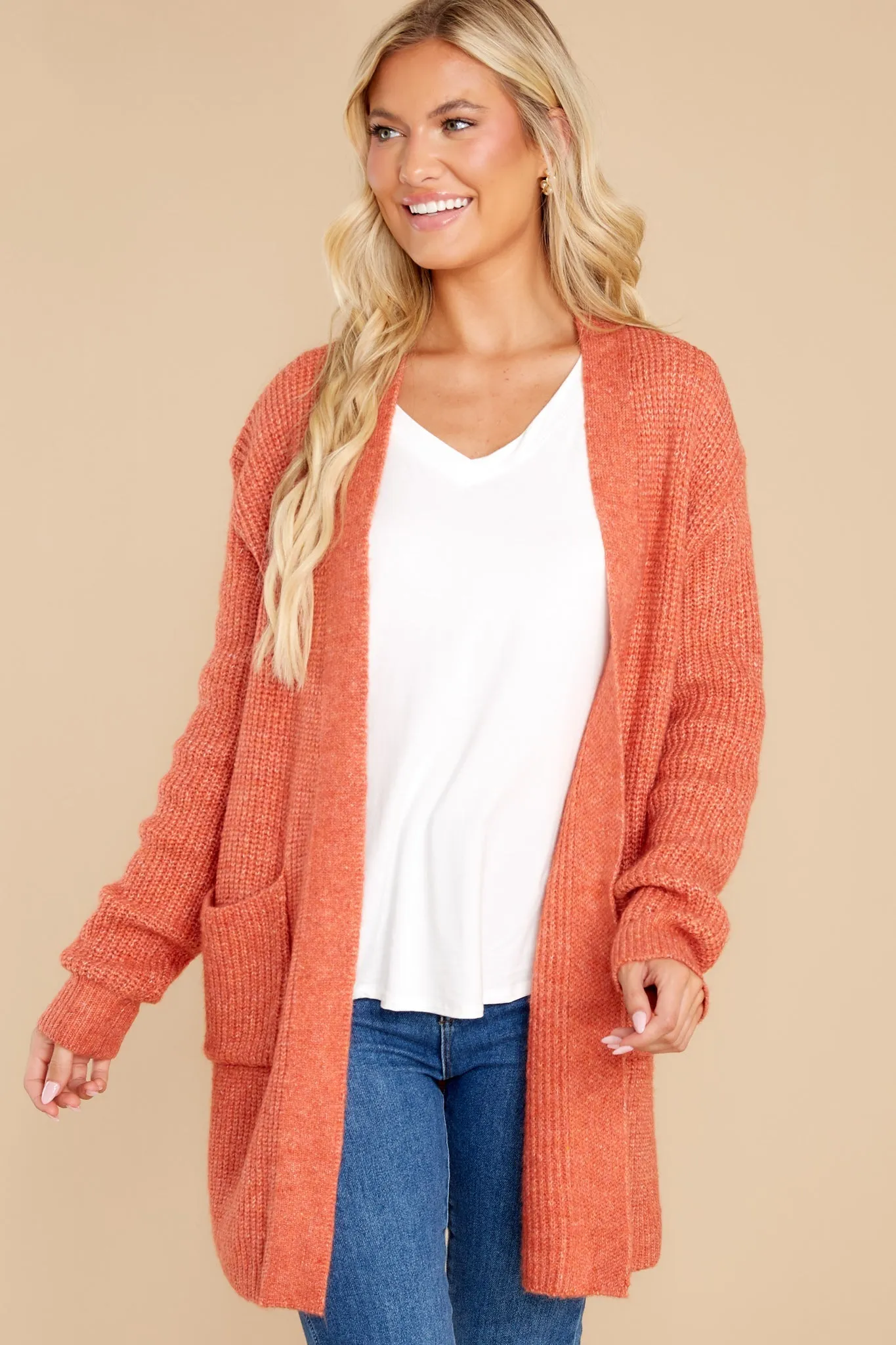 My Cozy Side Red Orange Cardigan