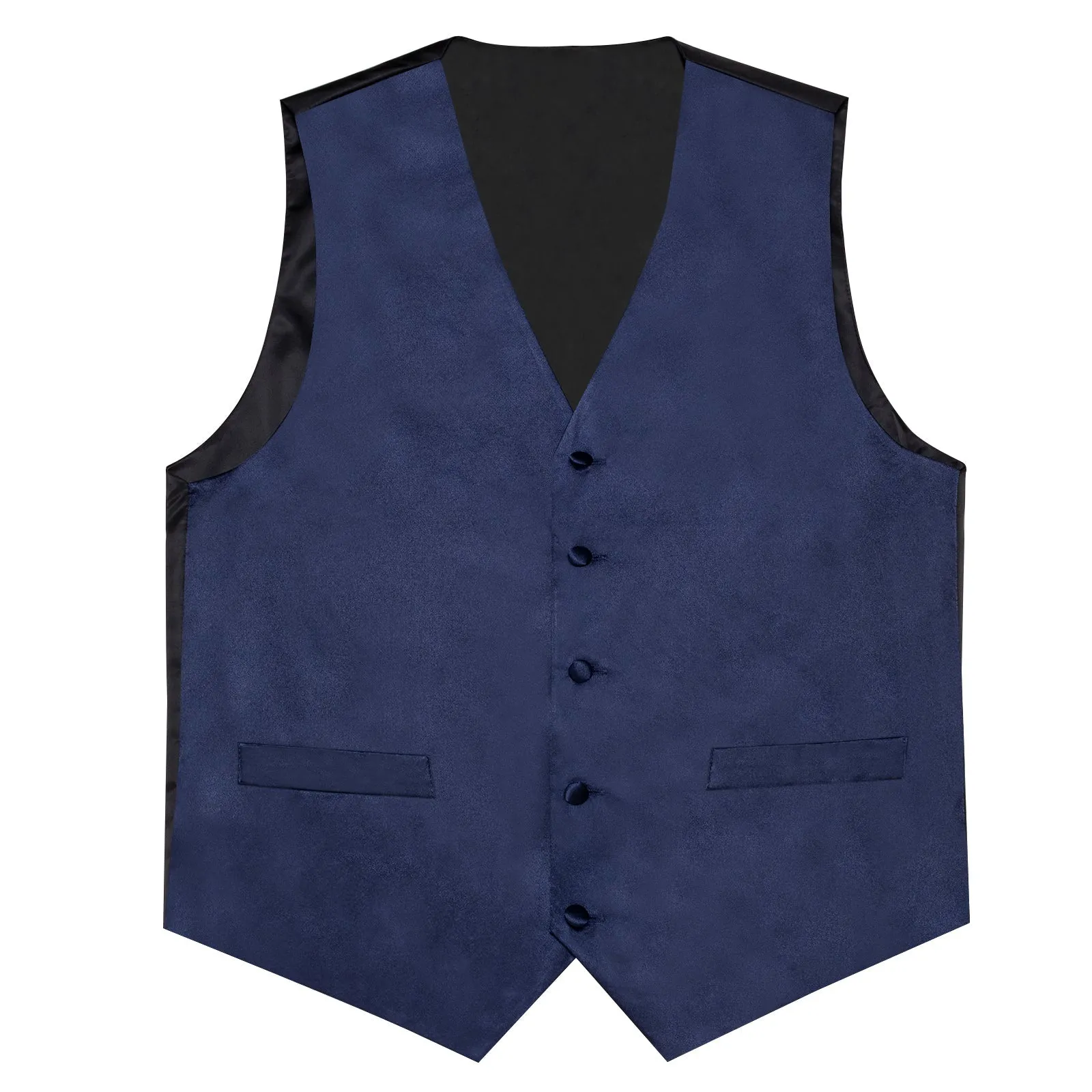 Navy Blue Solid Silk Men's Vest Single Vest