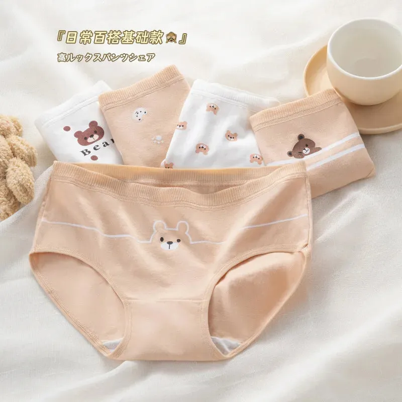 New 5Pcs/set Cotton Panties Strawberry Bear Cartoon Girls Briefs Sexy Women Underwear Lingeries Female Underpants