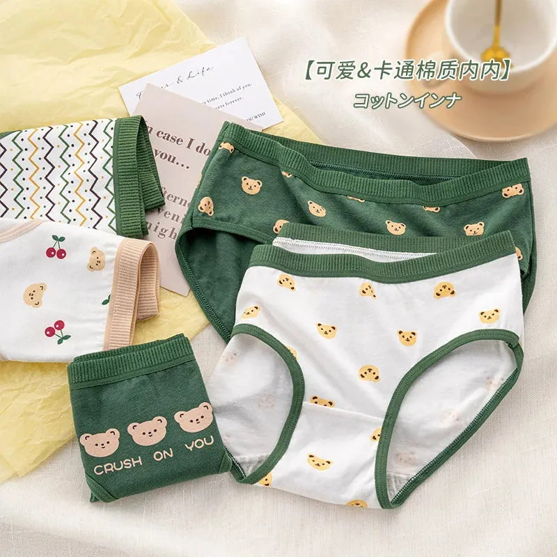 New 5Pcs/set Cotton Panties Strawberry Bear Cartoon Girls Briefs Sexy Women Underwear Lingeries Female Underpants