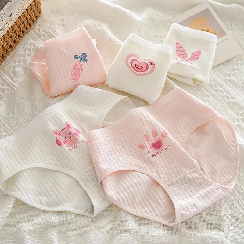 New 5Pcs/set Cotton Panties Strawberry Bear Cartoon Girls Briefs Sexy Women Underwear Lingeries Female Underpants