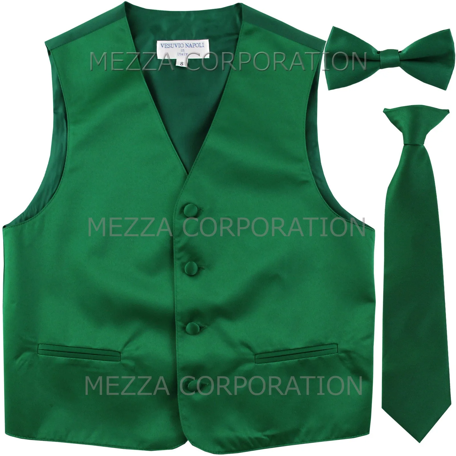 New Boy's Kid's formal Tuxedo Vest Waistcoat Necktie Bowtie US size 2-14 wedding