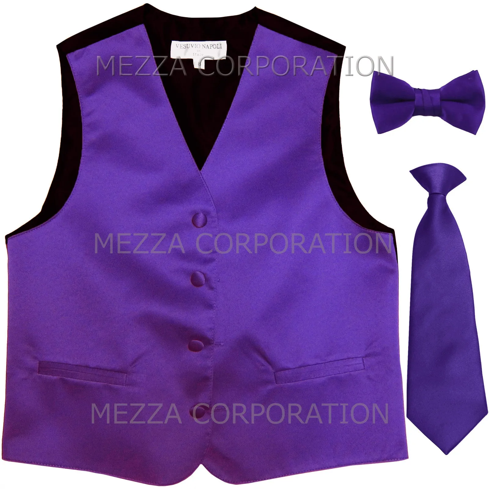 New Boy's Kid's formal Tuxedo Vest Waistcoat Necktie Bowtie US size 2-14 wedding