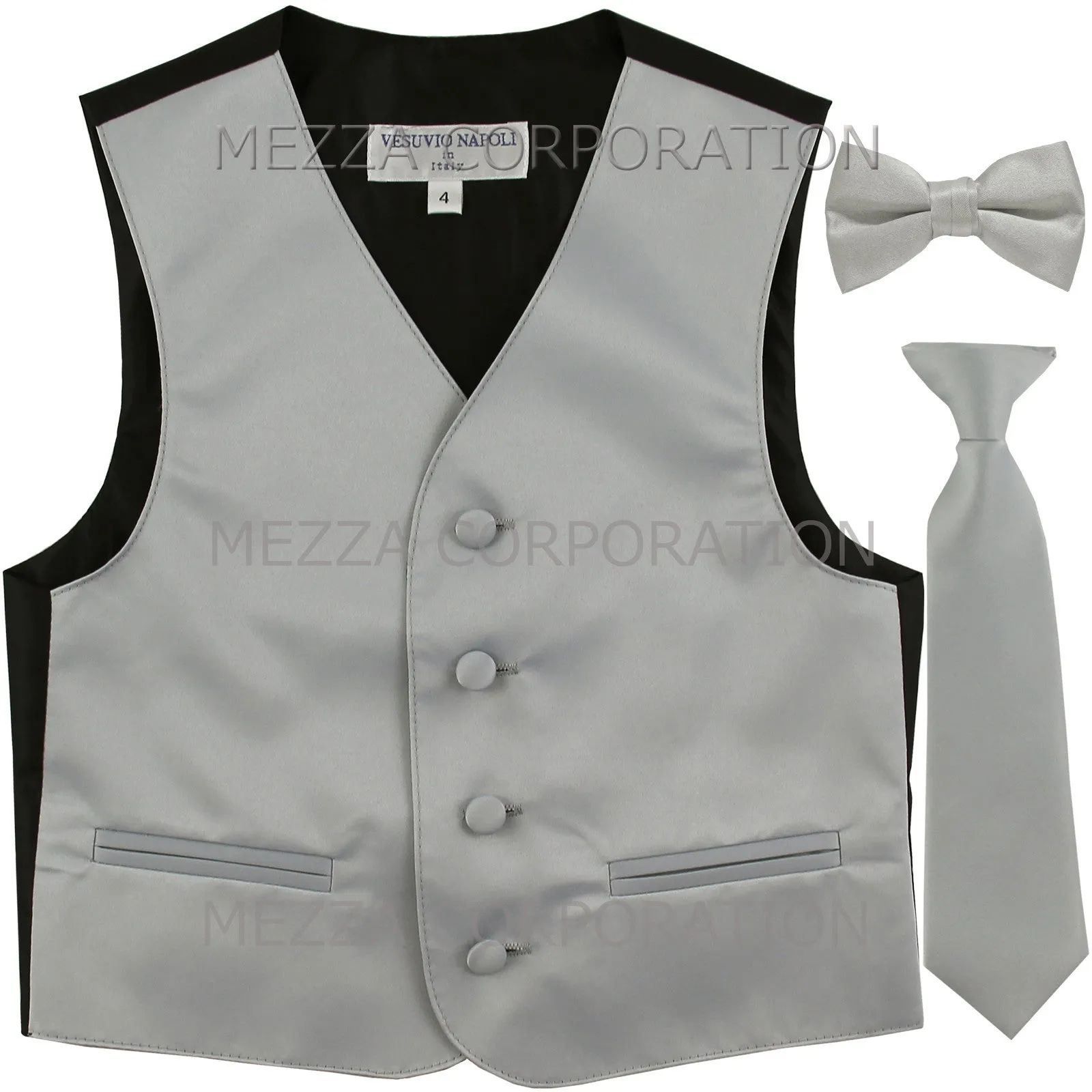 New Boy's Kid's formal Tuxedo Vest Waistcoat Necktie Bowtie US size 2-14 wedding