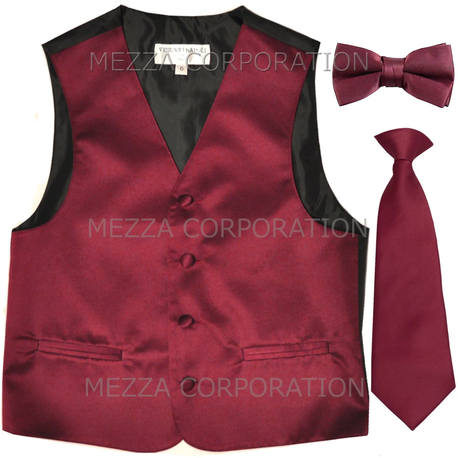 New Boy's Kid's formal Tuxedo Vest Waistcoat Necktie Bowtie US size 2-14 wedding