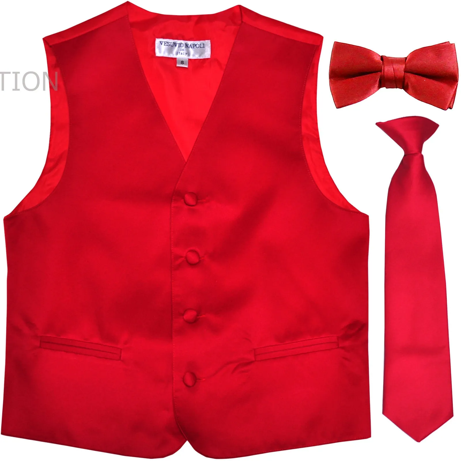 New Boy's Kid's formal Tuxedo Vest Waistcoat Necktie Bowtie US size 2-14 wedding