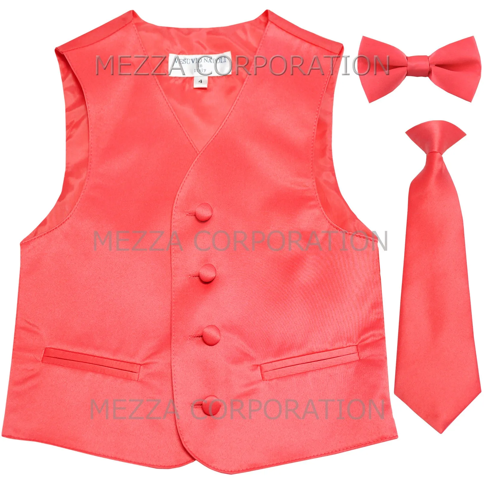 New Boy's Kid's formal Tuxedo Vest Waistcoat Necktie Bowtie US size 2-14 wedding