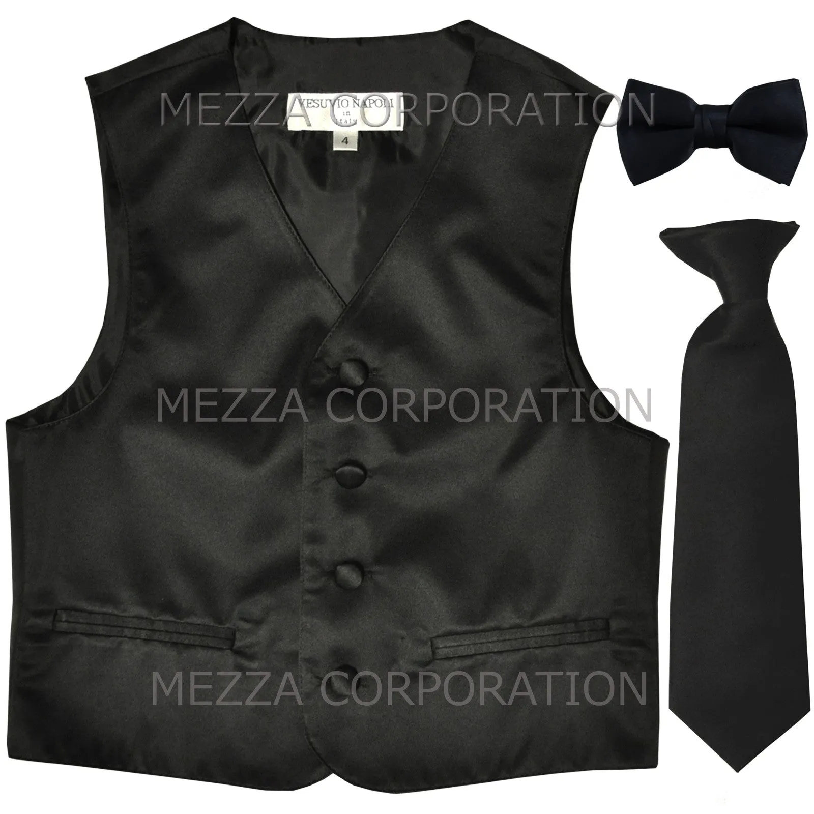 New Boy's Kid's formal Tuxedo Vest Waistcoat Necktie Bowtie US size 2-14 wedding