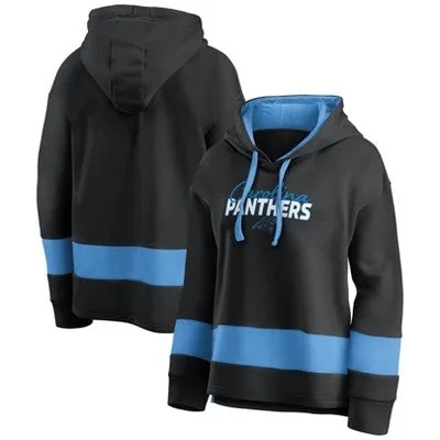 New - NFL Carolina Panthers Women's Halftime Adjustment Long Sleeve Fleece Hooded Sweatshirt - XL