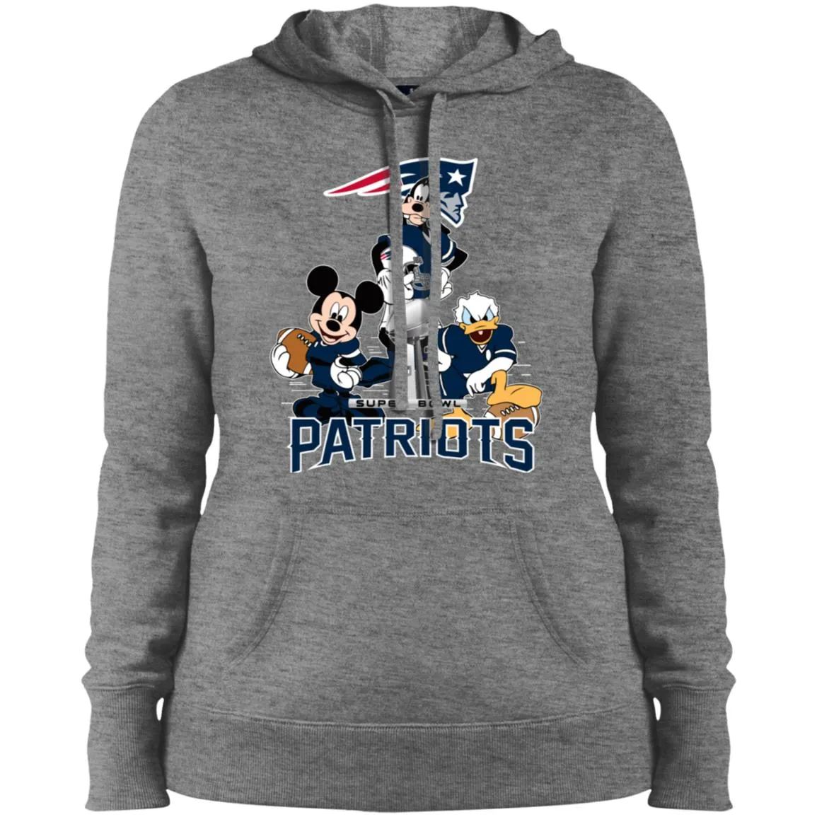 Nfl - New England Patriots Donald Duck Goofy Mickey Mouse Super Bowl 2019 Football Women Hooded Sweatshirt