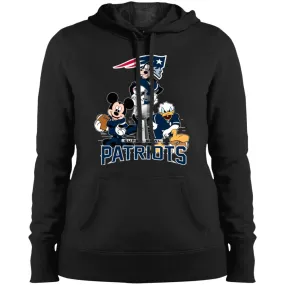 Nfl - New England Patriots Donald Duck Goofy Mickey Mouse Super Bowl 2019 Football Women Hooded Sweatshirt