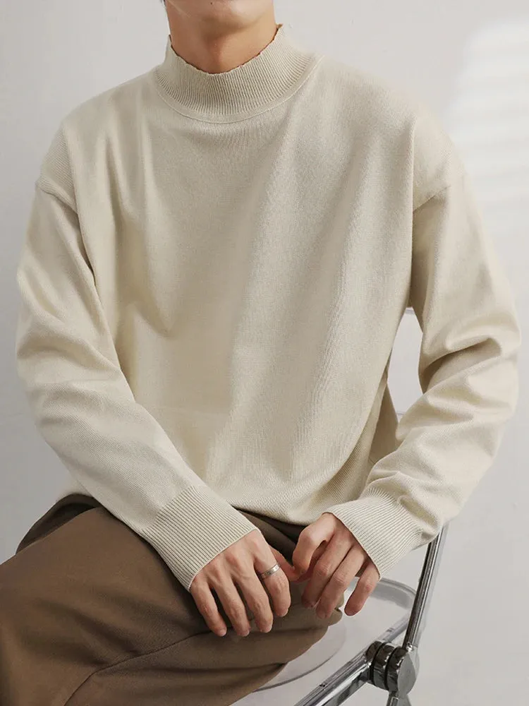 Old Money Knitted Sweater Men Vintage Streetwear Pullovers Male Long Sleeve Korean Casual Turtleneck Autumn Winter