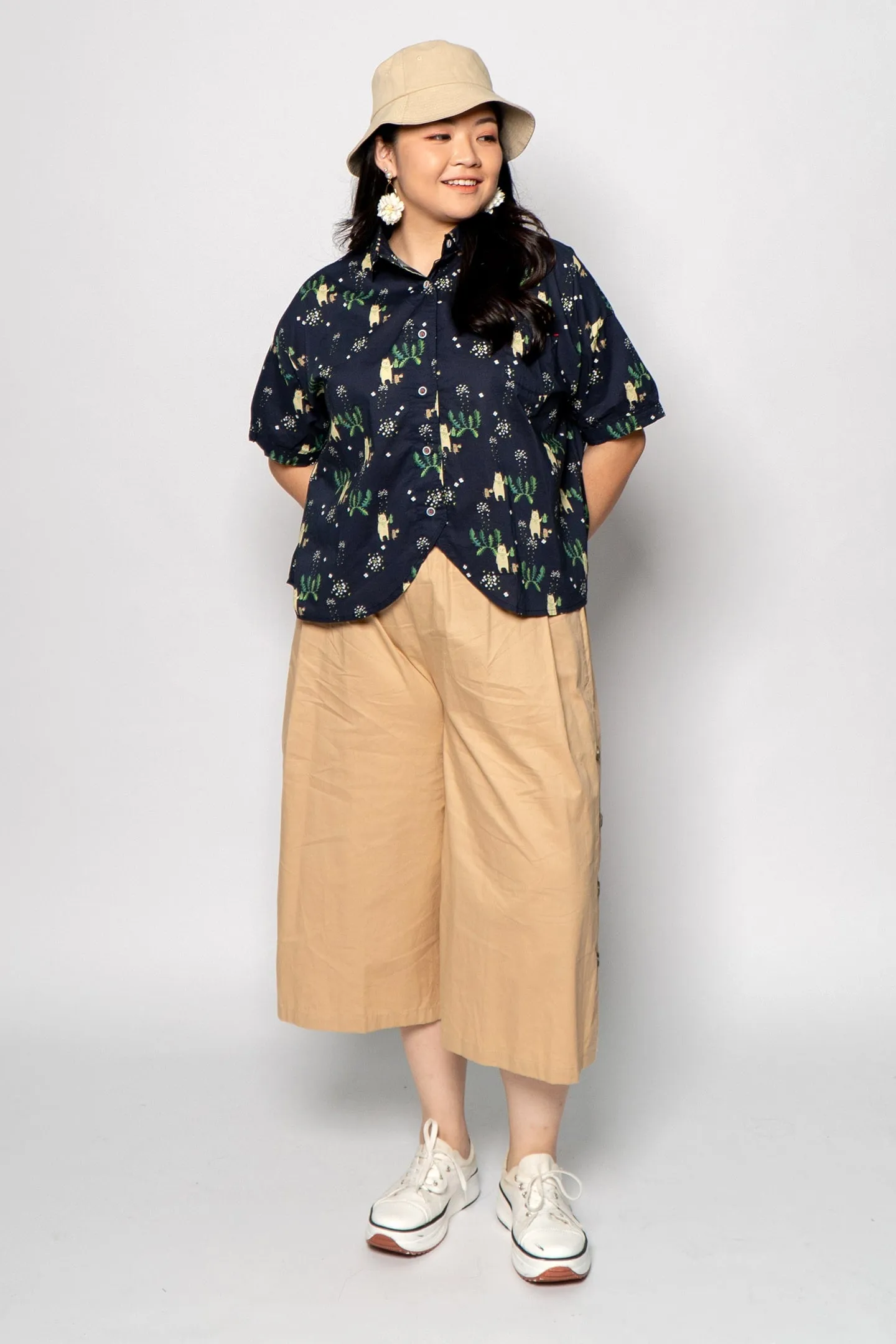 Oscar Button Culottes in Khaki