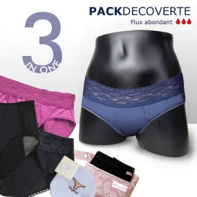 Pack de Culottes Menstruelles pour flux abondant