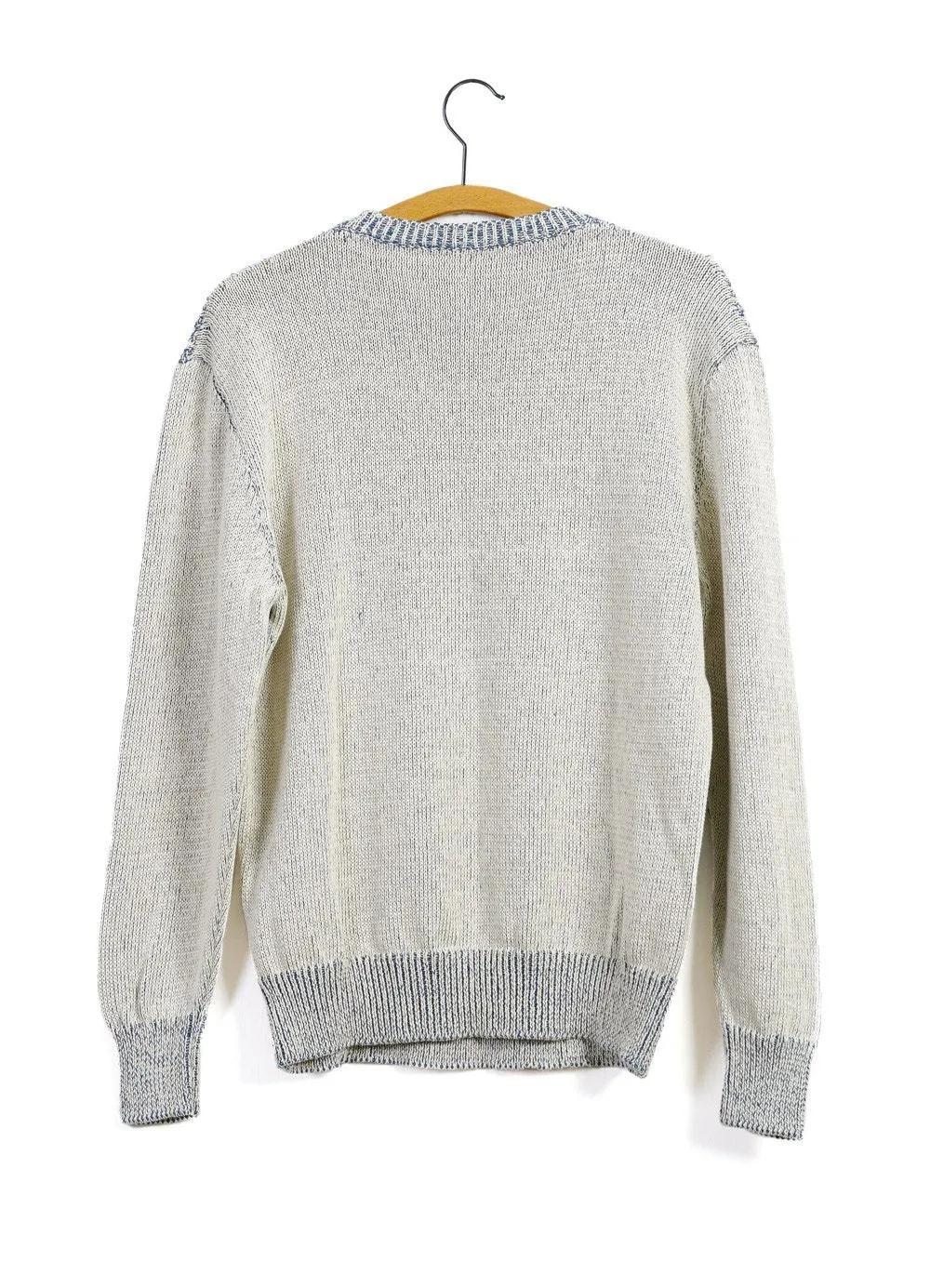 PATENTED ARAN | Cable Knit Sweater | Blue Offwhite