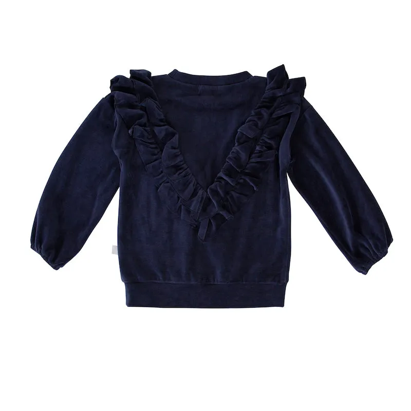 Peggy Verity Velour Top In Navy