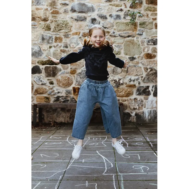 Peggy Verity Velour Top In Navy