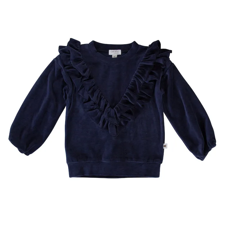 Peggy Verity Velour Top In Navy