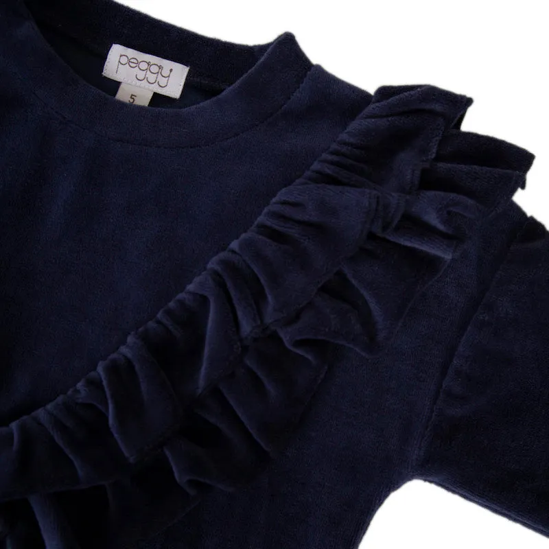 Peggy Verity Velour Top In Navy