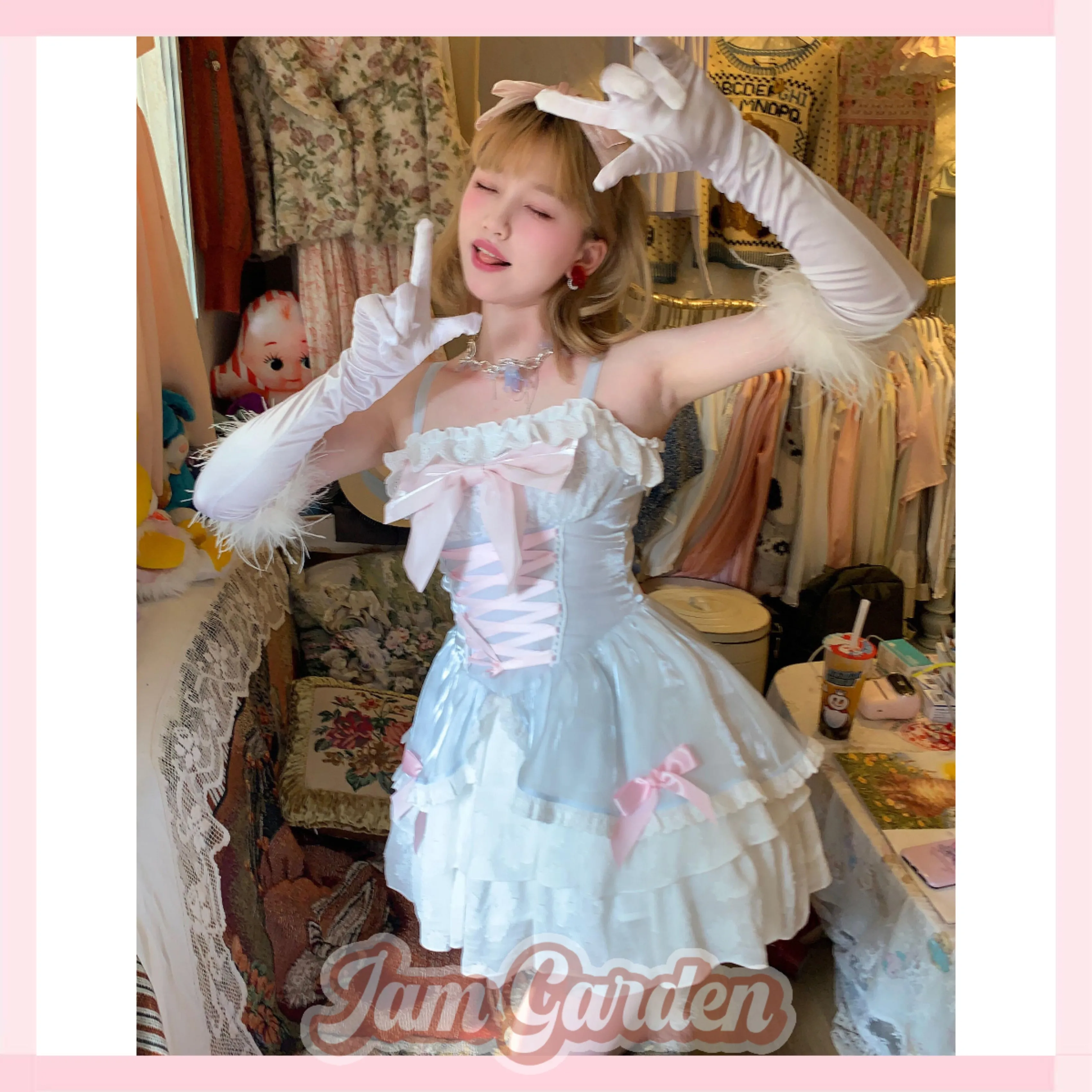 Pink and white soft girl cute fairy dress