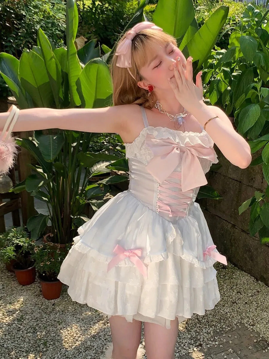 Pink and white soft girl cute fairy dress