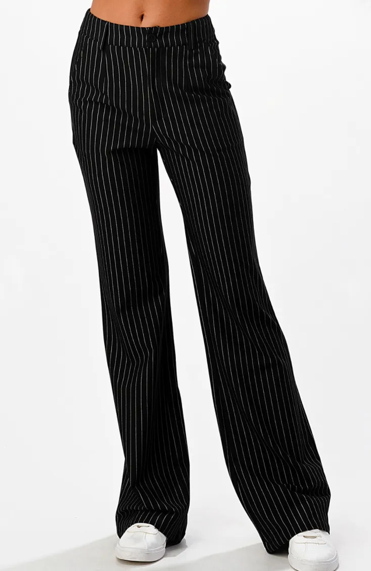 Pinstripe Wide Leg Pants