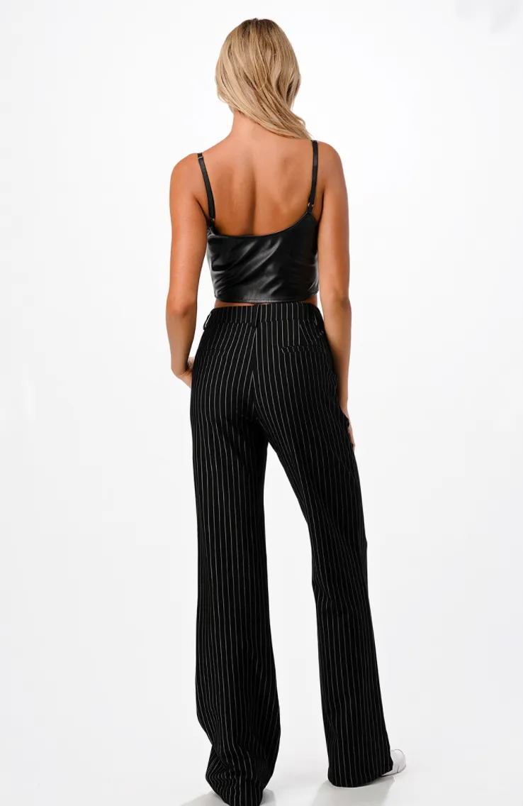 Pinstripe Wide Leg Pants