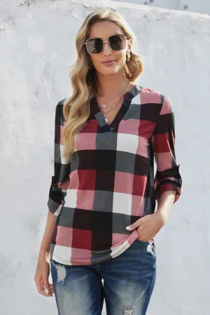 Plaid Loose Long Sleeve Pullover