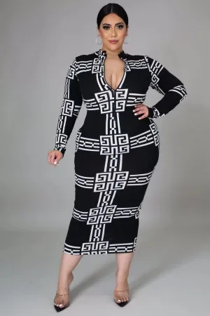 Plus Size Long Sleeve Bodycon Cocktail Dress