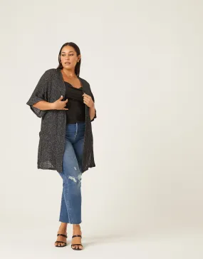 Plus Size Open Front Knit Cardigan